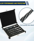 Five Piece M2 HSS Taper Chucking Reamer Set With 1, 3/4, 5/8, 1/2, And 3/8 Inch Sizes Fits 1/2 Inch 3-Flat Round Shank For Bridge And Construction Reamer Drill Bits Built For Steel Metal Wood And Alloys in a protective case.