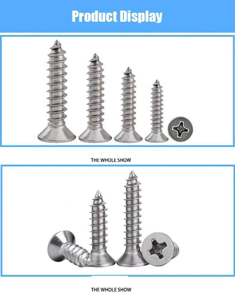 800 Pieces M2 Self Tapping Screws Set in Carbon Steel Nickel Plated Cross Countersunk Head Assorted Fasteners in Resealable Box