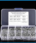 800 Pieces M2 Self Tapping Screws Set In Carbon Steel Nickel Plated Cross Countersunk Head Assorted Fasteners In Resealable Box