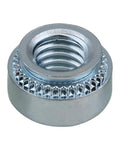 Close-up view of a zinc plated carbon steel nut from Press Rivet Nut Kit M2 to M10 Carbon Steel Zinc Plated Three to Thirty Pcs Nutsert Set