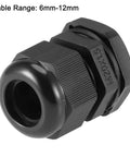 M20x1.5 Cable Gland, Waterproof Nylon Joint With Adjustable Locknut And Washer, Easy Install, Fits 6mm-12mm Wires, Black