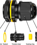 Exploded view of M20 Cable Gland Kit IP68 Waterproof Connector with Locknut, showing parts like gasket, tension claw, seal nut.