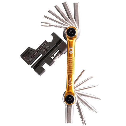 M20 Gold Bicycle Multi Tool With Hex Wrenches Two To Eight Millimeter Open Wrench Spoke Wrenches Phillips Screwdrivers