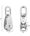 16 Pack M20 Single Pulley Block With 200lbs Load Capacity In 304 Stainless Steel Swivel Pulley dimensions