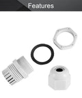 4 Pack M20 Cable Gland Waterproof Plastic Adjustable Connector Kit For 6 To 12mm Diameter Cables White Gland Fittings