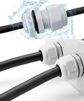 4 Pack M20 Cable Gland Waterproof Plastic Adjustable Connector Kit For 6 To 12mm Diameter Cables White Gland Fittings installed