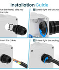 Installation guide for 10 Pack M20x1.5 Strain Relief Nylon Cord Grip for 6 to 12mm Cables IP68 Waterproof Adjustable Cable Glands