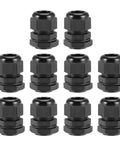 M20x1.5 Cable Gland For 6mm To 12mm Wire Hole Waterproof Nylon Joint With Adjustable Locknut And Washer Black 10 Pack