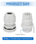 10 Pcs M20x1.5 Cable Glands Adjustable 7-12mm PA6 Nylon IP68 Waterproof Seals Anti-Corrosion next to size and threading details.