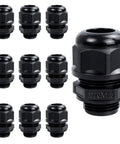 M20x1.5 Nylon Cable Gland Joints 10 Piece Set Waterproof Adjustable 6 To 12mm Connectors With Gaskets IP68 Strain Relief Cord Grip