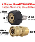 Pressure Washer Quick Connect Adapter Set M22 To One Quarter Inch, Gun To Wand Conversion, showing M22 fitting and plug