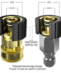 Pressure Washer Quick Connect Adapter Set M22 14mm To Three Eighths Inch Brass Fittings With Male Plug And Female Socket