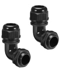 M25 Cable Gland 90 Degree Adjustable Right Angle Strain Relief For 13 To 18mm Cables Cord Connectors Nylon Joints With Gaskets 2 Pack Black