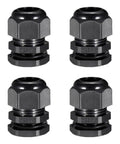All Weather Waterproof M25 Cable Gland Kit With Adjustable Locknut, Rugged Nylon Joint For 12Mm To 16Mm Cables, Black, 4 Pieces