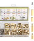 503 Piece M2.5 Brass Hex Spacer Standoff Kit With Male And Female Nuts For Electronics DIY Projects And PCBs in storage box