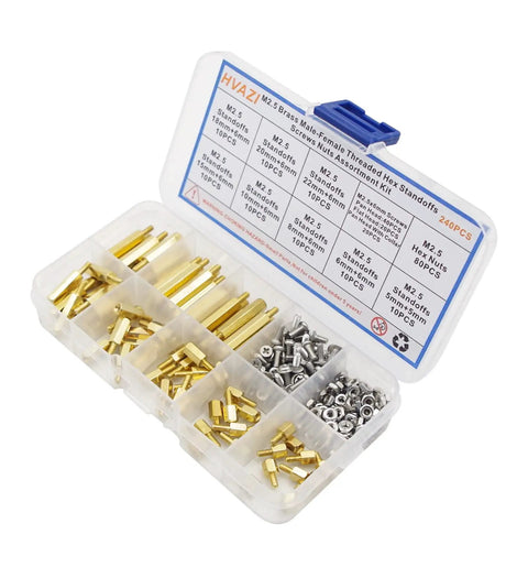 M2.5 Brass Male And Female Threaded Hex Standoffs Spacers And Stainless Phillips Screw Nuts Assortment Kit For Electronics And RC Projects