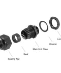 Exploded view of M25x1.5 Cable Gland For 12 To 15 Mm Wire Hole Waterproof Nylon Joint With Adjustable Locknut And Washer Black 20 Pcs