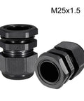 All Weather Waterproof M25 Cable Gland Kit With Adjustable Locknut, Rugged Nylon Joint For 12Mm To 16Mm Cables, Black, 4 Pieces