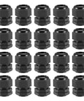 M25x1.5 Cable Gland For 12 To 15 Mm Wire Hole Waterproof Nylon Joint With Adjustable Locknut And Washer Black 20 Pcs