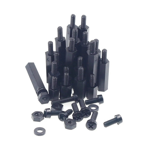 M2.5 Nylon Hex Standoffs Spacers Kit With Screws Nuts And Washers, 435 Pieces, Black, Male Female, Metric M2.5 Fastener Assortment