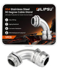 M25 304 Stainless Steel 90 Degree Cable Gland IP68 Waterproof Right Angle Entry For Electrical Enclosures Outdoor Wiring
