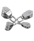 M25 Stainless Steel Pulley Single/Double Wheel Swivel Lifting Rope Pulley Set Bearing Lifting Wheel Tools(M25,Double Pulley), 4 pieces