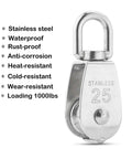M25 Single Pulley Block Loading 550lbs, CBTONE 10 Pack 304 Stainless Steel Wire Rope Single Roller 25mm Lifting Crane Swivel Hook