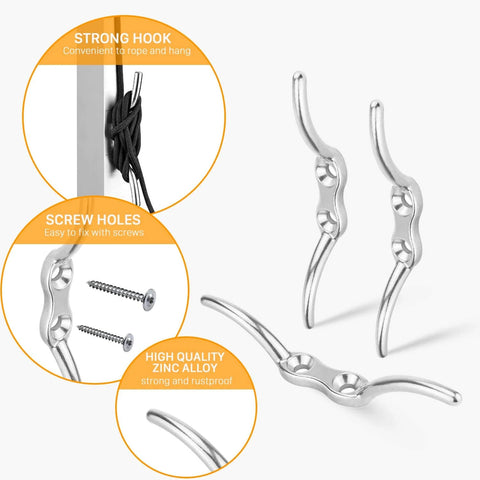 Close-up of M25 Stainless Steel Pulley System Kit's hooks and screws showing strong hook design and zinc alloy material