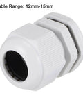 M25x1.5 Cable Gland Kit For 12mm-15mm Wire Holes Waterproof Nylon Joint With Adjustable Locknut And Washer White 10 Pieces