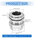 M28x1.5mm Cable Glands IP68 Waterproof Strain Relief Cord Grip Connector, 304 Stainless Steel, shown with measurements and specs