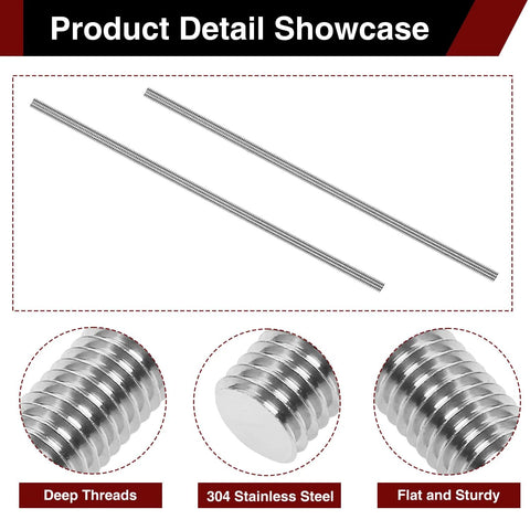 Five-piece set of M2x200mm fully threaded rods in 304 stainless steel delivers rust-resistant strength for furniture assembly, machinery fixes, and DIY projects; right-hand thread, 0.4 pitch, versatile all-threaded rods for reliable fastening.