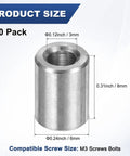 10 Pcs M3 304 Stainless Steel Spacers 3mm ID By 6mm OD By 8mm Length Standoff Bushings Plain Finish Silver For Screws Bolts DIY And Heavy Duty Projects