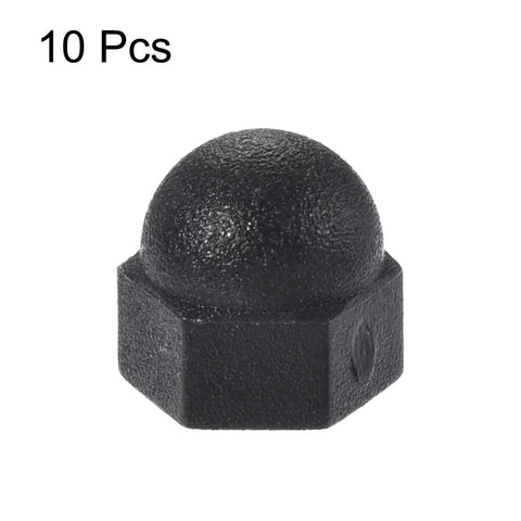 Single black M3 nylon nut cap from Ten Pieces M3 Nylon Nut Caps Inner Threaded Protection Covers Black Set For Bolts And Fasteners.
