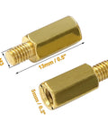 Two brass hex standoff spacers with M3 male to female threads, 13mm length, 5mm width, for PC build and motherboard 50-piece kit.