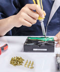 Technician assembling a PC with M3 Brass Hex Standoff Spacers Set For PC Build And Motherboard 50 Pieces With Male To Female Threads 9mm And 4mm Lengths