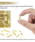 Hand holding part from 220 Piece M3 Brass Standoffs Kit With Screws And Nuts, Assortment Of M3 5 10 15 20mm Hex Spacers For PCBs And Motherboards