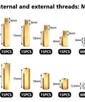 Diagram of 640PCS M3 Brass and Nylon Motherboard Standoffs Kit showing various sizes of male and female hex spacers and screws.