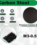 M3 Nylon Inserted Lock Nuts Set, 115 Pcs Self Locking Hex Nuts With Nylon Insert, 4mm Height, Black Carbon Steel.