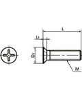 Technical diagram of SNF-M3-5-SD-TZB NBK Cross Recessed Flat Head Machine Screw, small head, Japan-made, for automation and mechanical systems.