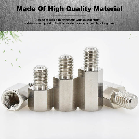 M3 Hex Carbon Steel Standoff Kit showing male and female spacers with clean threads for DIY projects.