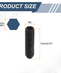 10 Pcs M3 Thread Ball Plunger Set With Hex Socket 12mm Length High Carbon Steel Spring Plungers dimensions