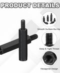 48 Pack M3 Hex Standoff Kit Pro Grade Carbon Steel PCB Spacer Set With 20mm Studs And 6mm Screws For Computer Cases Circuit Boards FPV Drones Quadcopters Black Finish, showing hexagonal design and smooth surface.