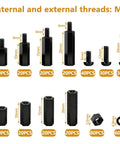 640PCS M3 Brass and Nylon Motherboard Standoffs Kit with various hex spacer sizes shown, suitable for circuit and PCB boards.