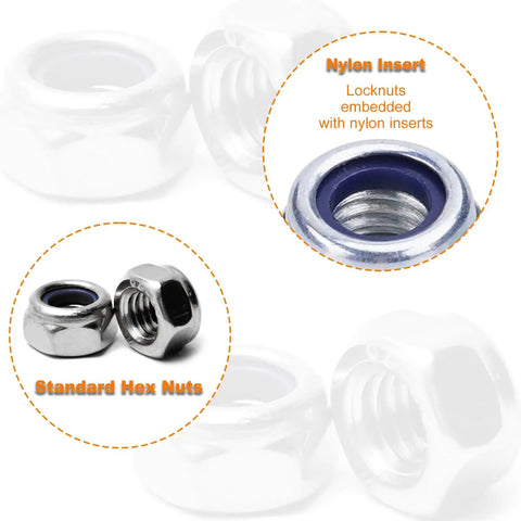 120 Piece M3 Nylon Insert Hex Lock Nuts Self Locking Kit In Plastic Box Nylon Inserted M3x0.5mm Nuts 304 Stainless Steel 5.5mm Hex