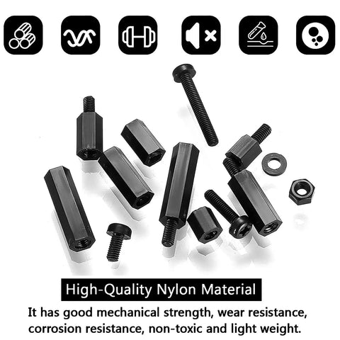 260 Piece M3 Nylon Hex Spacer Standoffs Kit With Male And Female Threads For PCB And Motherboard Includes Screws Nuts