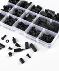 350Pcs M3 Nylon Hex Spacer Standoff Kit with male and female spacers, screws, nuts for PCB circuit board assemblies in black