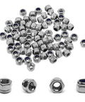 120 Piece M3 Nylon Insert Hex Lock Nuts Self Locking Kit in plastic box, stainless steel, for RC bikes, drones, and 3D printers.