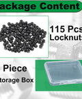 M3 Nylon Inserted Lock Nuts Set, 115 Pcs Self Locking Hex Nuts With Nylon Insert, Metric M3 0.5mm Thread, Packaged In Clear Box