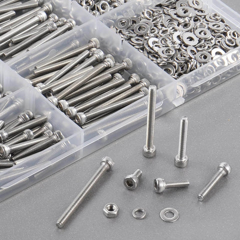 600Pcs M3 Screw Assortment Kit 8 Sizes 6mm to 30mm For 3D Printer DIY Stainless Steel Hex Socket Screws Nuts Washers