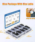 840 Pieces M3 Screws And Fasteners Set Carbon Steel Zinc Plated Countersunk Flat Head Phillips Bolts displayed in labeled box